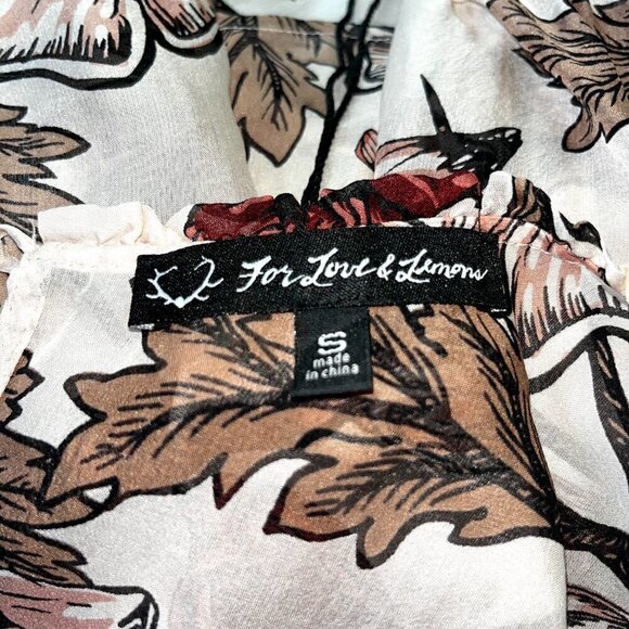 FOR LOVE and LEMONS Sheer Floral Ruffle Hem Tiered Sleeves Tassel Cuffs Dress S - Picture 12 of 12